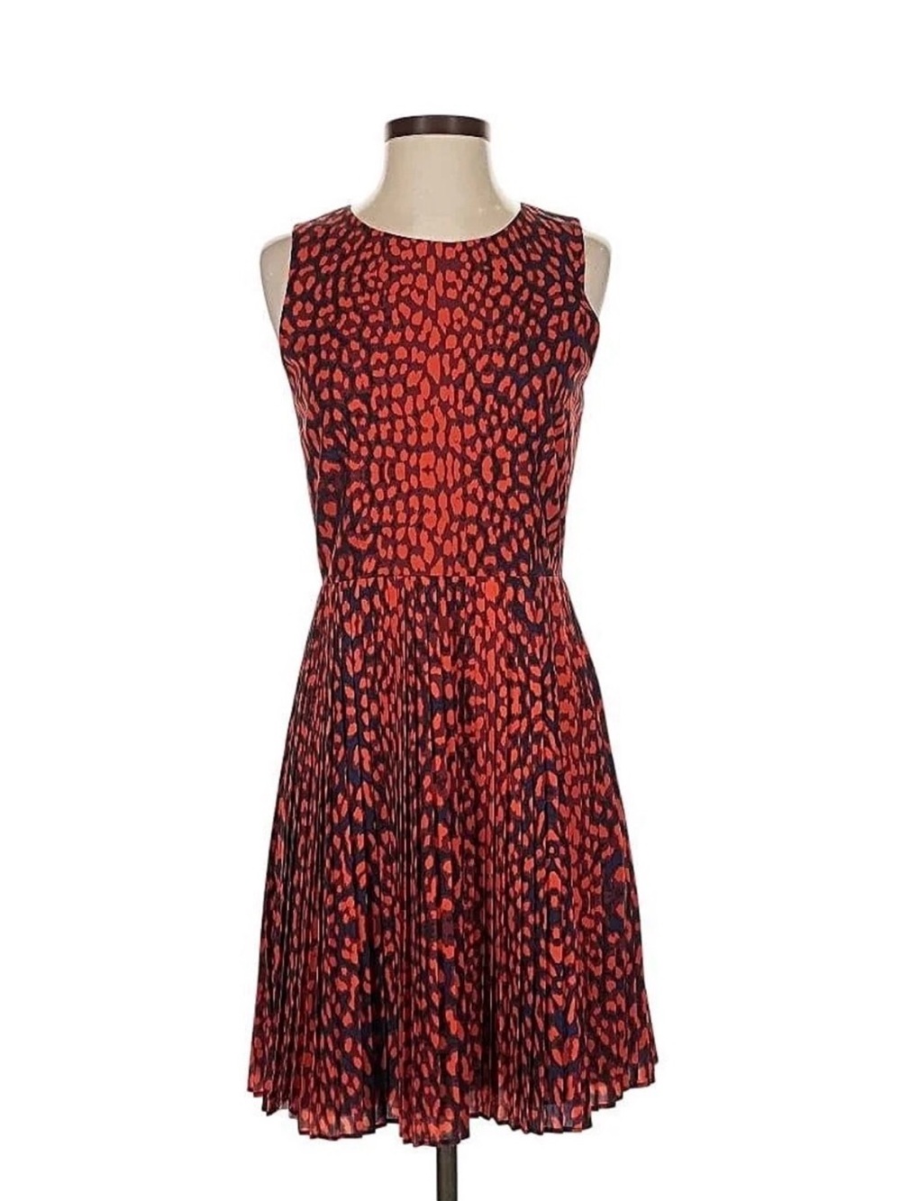 WREN NWOT Red and Black Leopard Print Pleated Sleeveless Dress